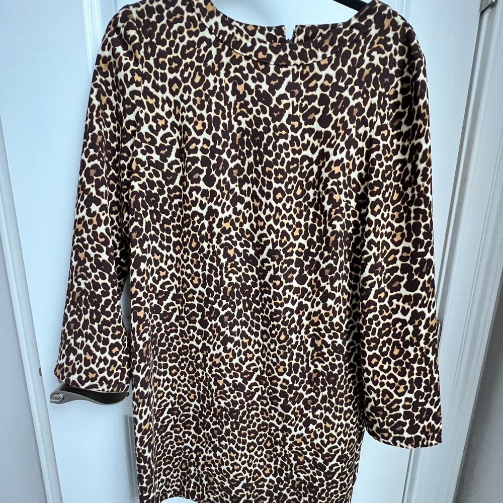 Leopard print long-sleeved J. Crew dress